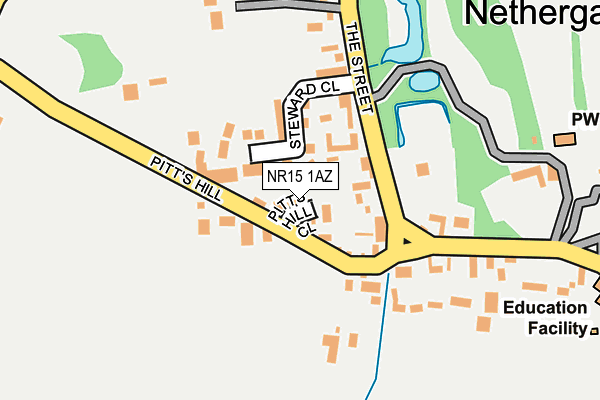 NR15 1AZ map - OS OpenMap – Local (Ordnance Survey)