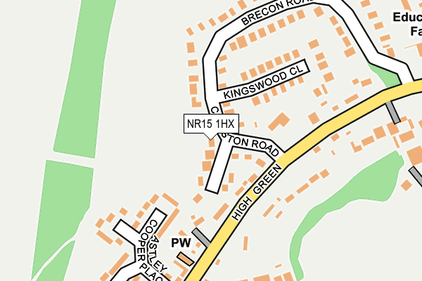 NR15 1HX map - OS OpenMap – Local (Ordnance Survey)