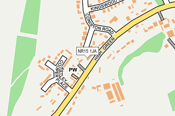 NR15 1JA map - OS OpenMap – Local (Ordnance Survey)