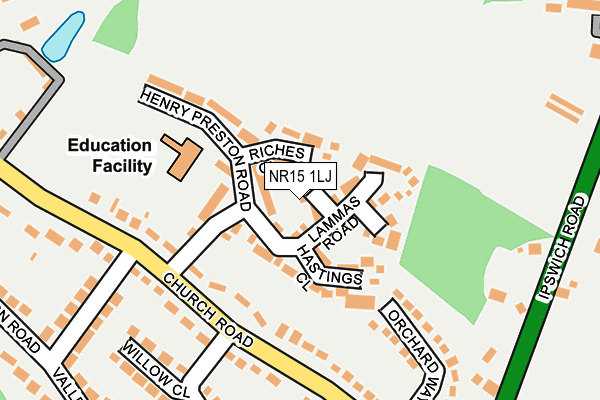 NR15 1LJ map - OS OpenMap – Local (Ordnance Survey)