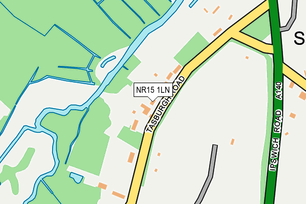 NR15 1LN map - OS OpenMap – Local (Ordnance Survey)