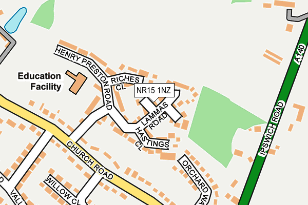 NR15 1NZ map - OS OpenMap – Local (Ordnance Survey)