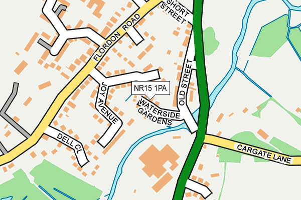 NR15 1PA map - OS OpenMap – Local (Ordnance Survey)