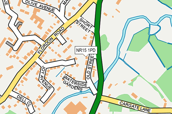 NR15 1PD map - OS OpenMap – Local (Ordnance Survey)