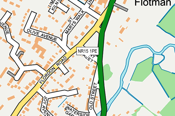 NR15 1PE map - OS OpenMap – Local (Ordnance Survey)