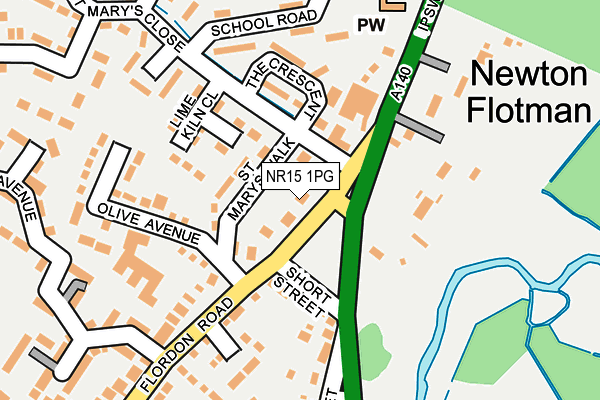 NR15 1PG map - OS OpenMap – Local (Ordnance Survey)