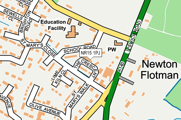 NR15 1PJ map - OS OpenMap – Local (Ordnance Survey)