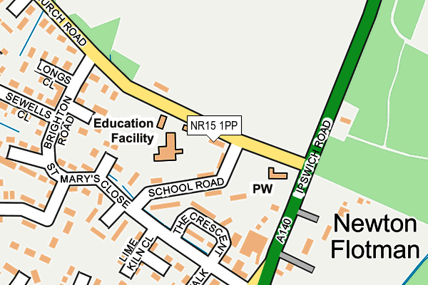 NR15 1PP map - OS OpenMap – Local (Ordnance Survey)