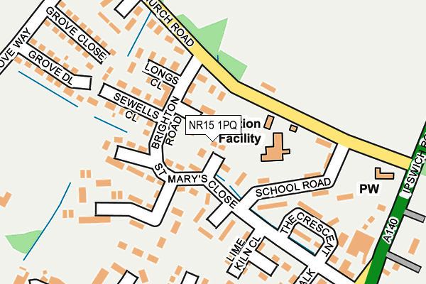NR15 1PQ map - OS OpenMap – Local (Ordnance Survey)