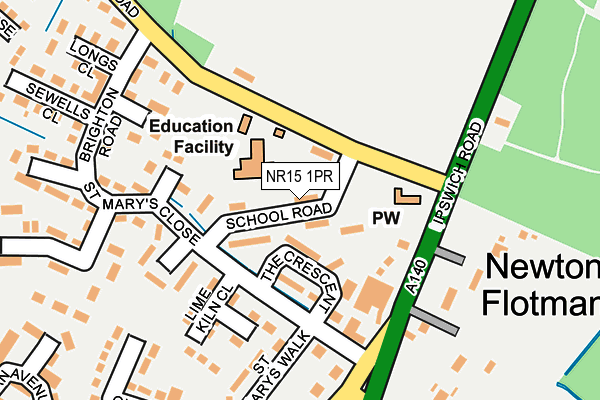 NR15 1PR map - OS OpenMap – Local (Ordnance Survey)