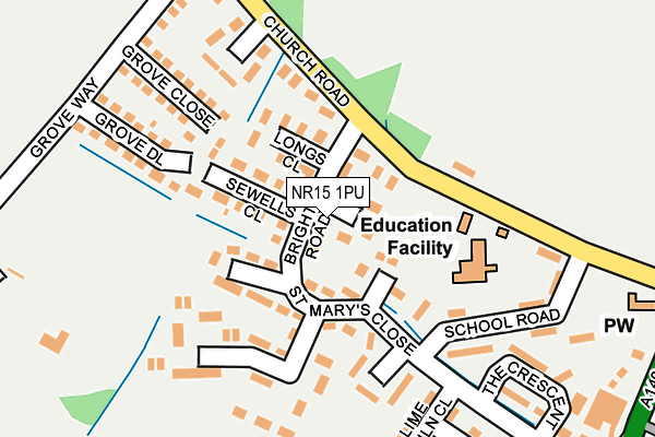 NR15 1PU map - OS OpenMap – Local (Ordnance Survey)