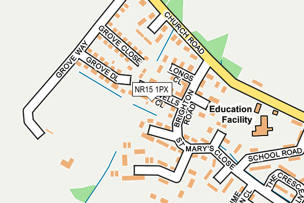 NR15 1PX map - OS OpenMap – Local (Ordnance Survey)