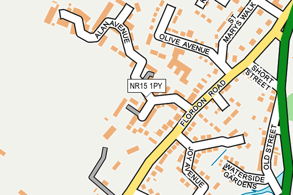 NR15 1PY map - OS OpenMap – Local (Ordnance Survey)