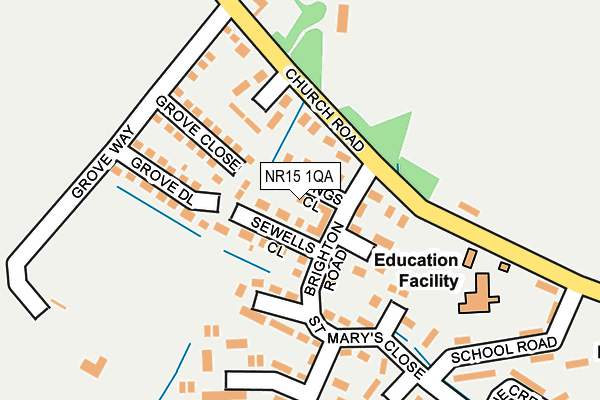 NR15 1QA map - OS OpenMap – Local (Ordnance Survey)