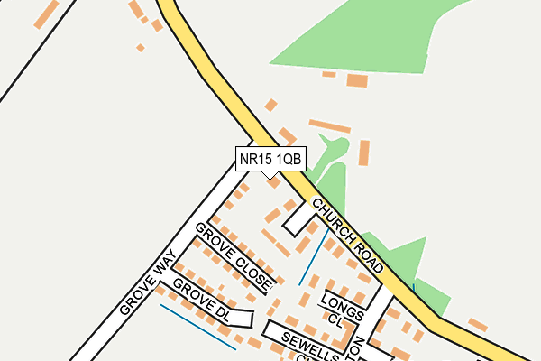 NR15 1QB map - OS OpenMap – Local (Ordnance Survey)