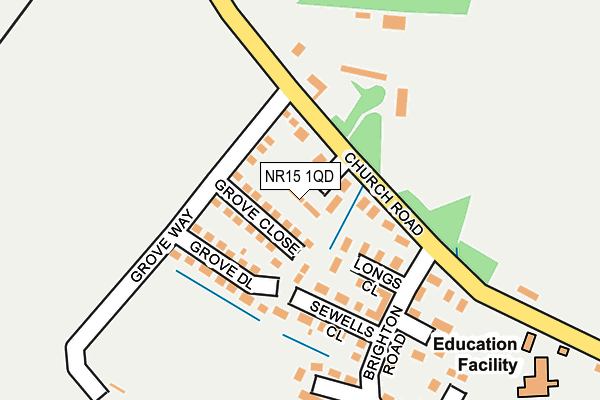 NR15 1QD map - OS OpenMap – Local (Ordnance Survey)