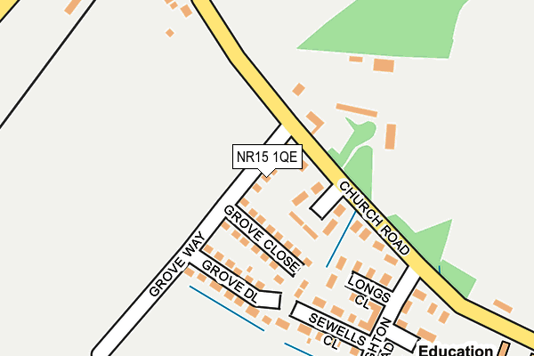 NR15 1QE map - OS OpenMap – Local (Ordnance Survey)
