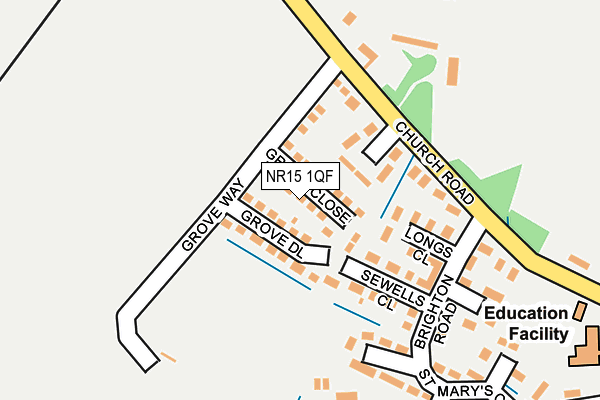 NR15 1QF map - OS OpenMap – Local (Ordnance Survey)
