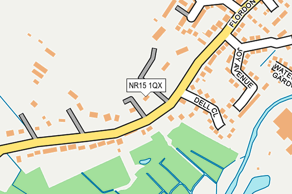 NR15 1QX map - OS OpenMap – Local (Ordnance Survey)