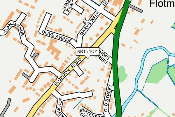 NR15 1QY map - OS OpenMap – Local (Ordnance Survey)