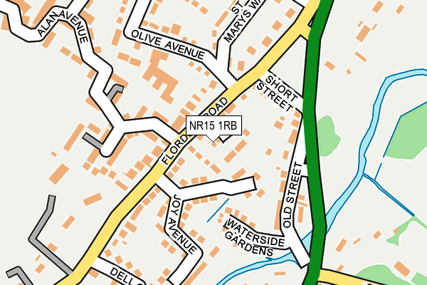 NR15 1RB map - OS OpenMap – Local (Ordnance Survey)