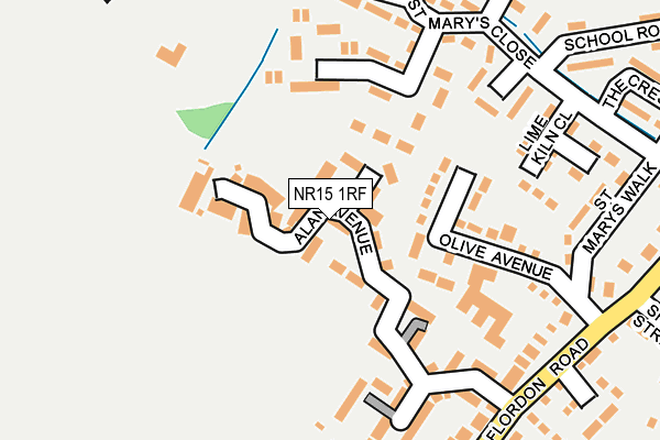 NR15 1RF map - OS OpenMap – Local (Ordnance Survey)