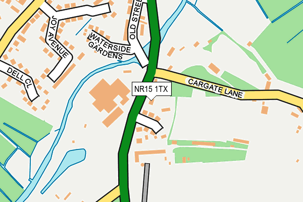 NR15 1TX map - OS OpenMap – Local (Ordnance Survey)