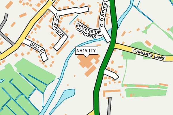 NR15 1TY map - OS OpenMap – Local (Ordnance Survey)