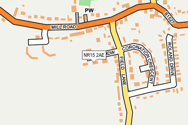 NR15 2AE map - OS OpenMap – Local (Ordnance Survey)