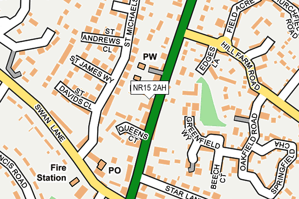 NR15 2AH map - OS OpenMap – Local (Ordnance Survey)