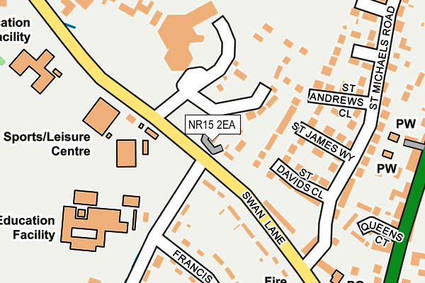 NR15 2EA map - OS OpenMap – Local (Ordnance Survey)