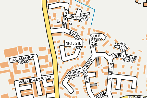 NR15 2JL map - OS OpenMap – Local (Ordnance Survey)
