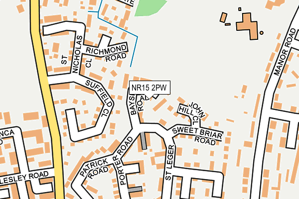NR15 2PW map - OS OpenMap – Local (Ordnance Survey)