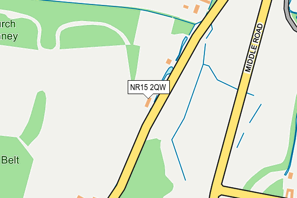 NR15 2QW map - OS OpenMap – Local (Ordnance Survey)