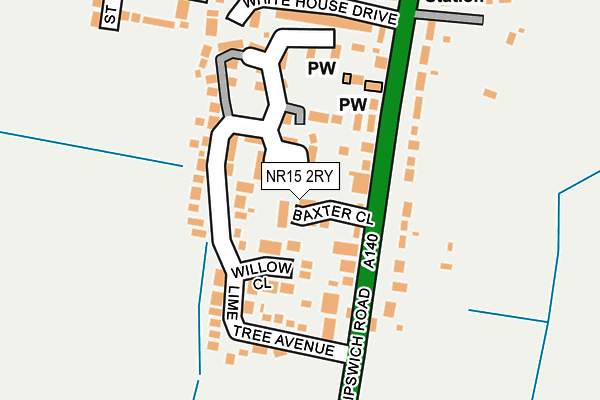 NR15 2RY map - OS OpenMap – Local (Ordnance Survey)