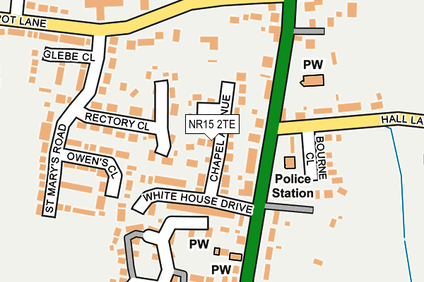 NR15 2TE map - OS OpenMap – Local (Ordnance Survey)