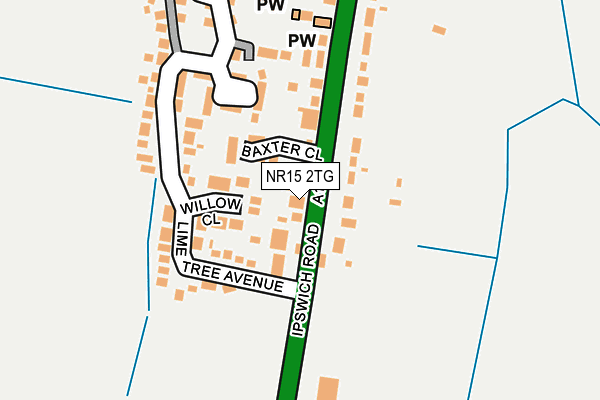 NR15 2TG map - OS OpenMap – Local (Ordnance Survey)