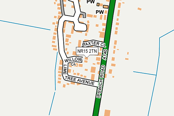 NR15 2TN map - OS OpenMap – Local (Ordnance Survey)