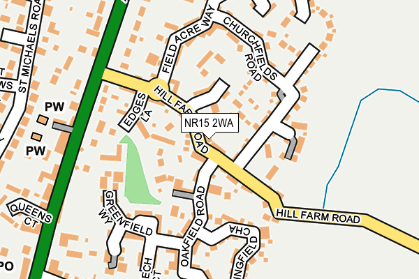 NR15 2WA map - OS OpenMap – Local (Ordnance Survey)