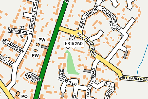 NR15 2WD map - OS OpenMap – Local (Ordnance Survey)