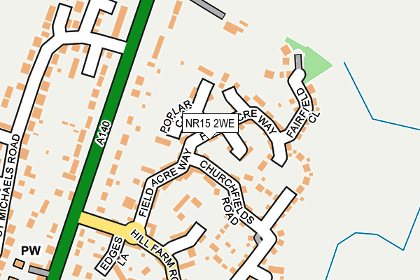 NR15 2WE map - OS OpenMap – Local (Ordnance Survey)