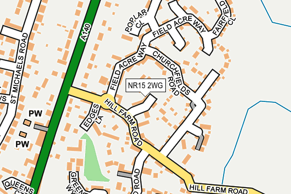 NR15 2WG map - OS OpenMap – Local (Ordnance Survey)