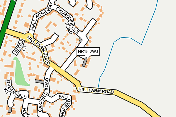 NR15 2WJ map - OS OpenMap – Local (Ordnance Survey)