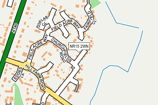 NR15 2WN map - OS OpenMap – Local (Ordnance Survey)