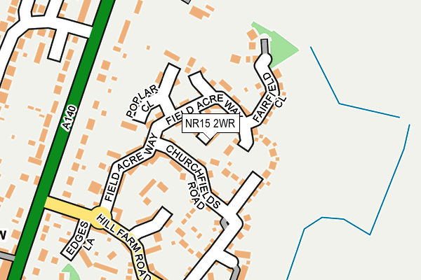 NR15 2WR map - OS OpenMap – Local (Ordnance Survey)