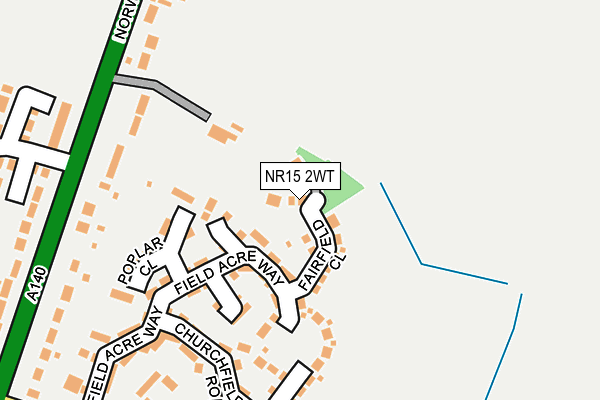 NR15 2WT map - OS OpenMap – Local (Ordnance Survey)