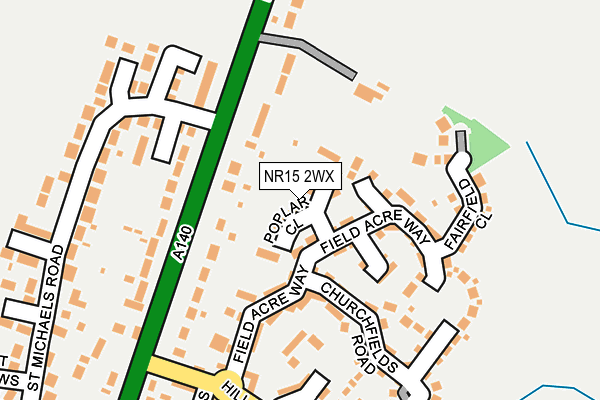 NR15 2WX map - OS OpenMap – Local (Ordnance Survey)