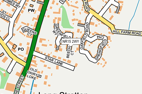 NR15 2WY map - OS OpenMap – Local (Ordnance Survey)