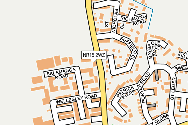 NR15 2WZ map - OS OpenMap – Local (Ordnance Survey)