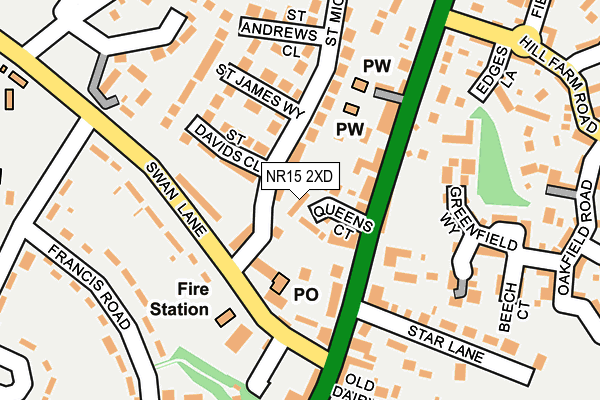 NR15 2XD map - OS OpenMap – Local (Ordnance Survey)